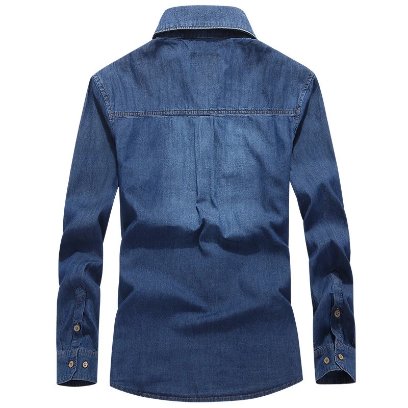 Herren Jeanshemd im Worker-Trucker-Stil mit Brustpattentaschen Nord Taschen