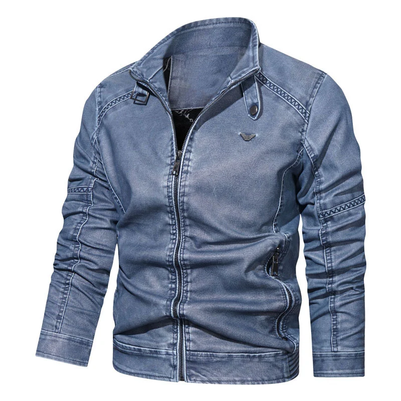 Herren Jeansblouson im Pilotenstil mit schmaler Passform und Reißverschluss-Front Nord Taschen
