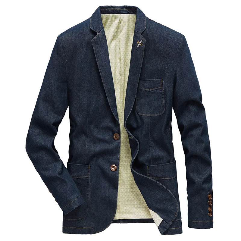 Herren Jeansblazer im Casual-Look mit aufgesetzten Taschen und Kontrastnähten Nord Taschen