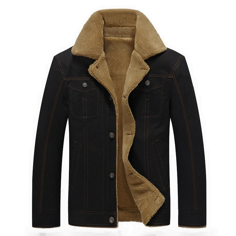 Herren gefütterte Canvas-Truckerjacke mit Sherpa-Innenfutter und hohem Teddykragen Nord Taschen