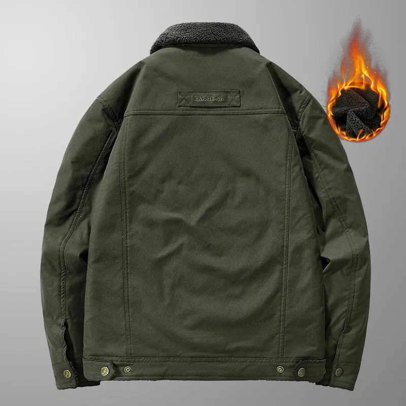 Herren Gefütterte Canvas-Arbeitsjacke mit Teddyfleece-Innenlage, Brustpatten und Utility-Taschen Nord Taschen