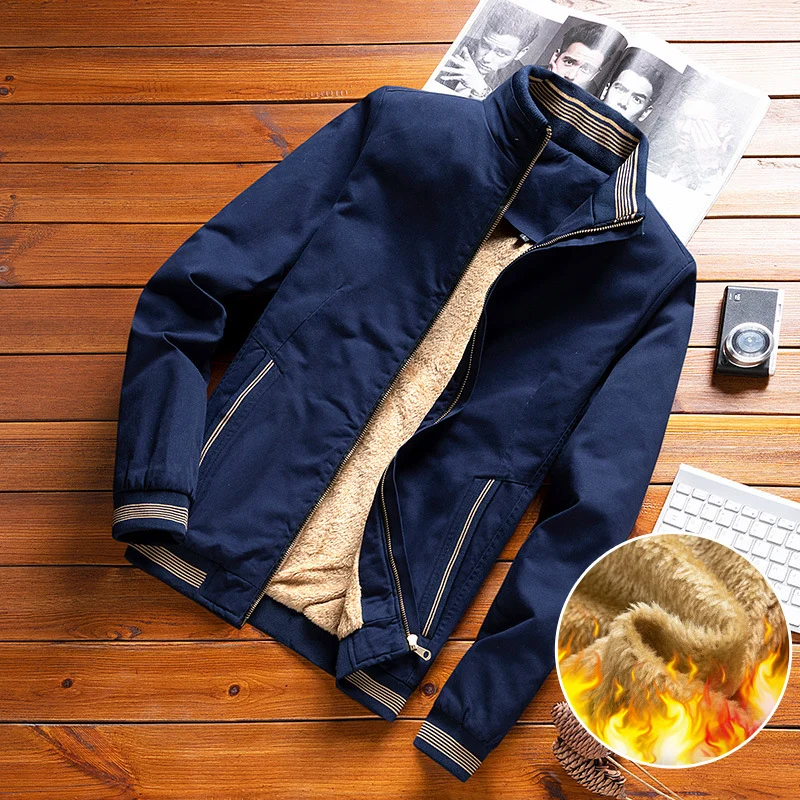 Herren Gefütterte Bomberjacke mit Teddyfleece-Innenfutter und Stehkragen Nord Taschen