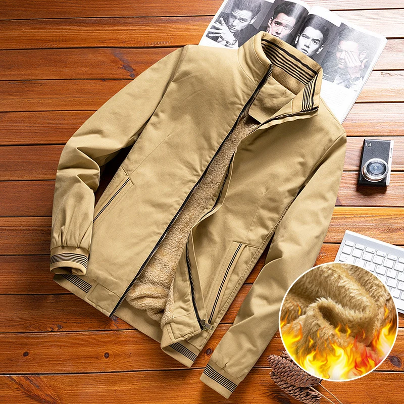 Herren Gefütterte Bomberjacke mit Teddyfleece-Innenfutter und Stehkragen Nord Taschen