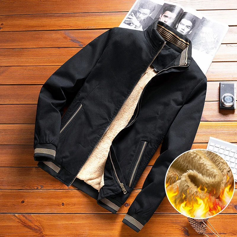 Herren Gefütterte Bomberjacke mit Teddyfleece-Innenfutter und Stehkragen Nord Taschen