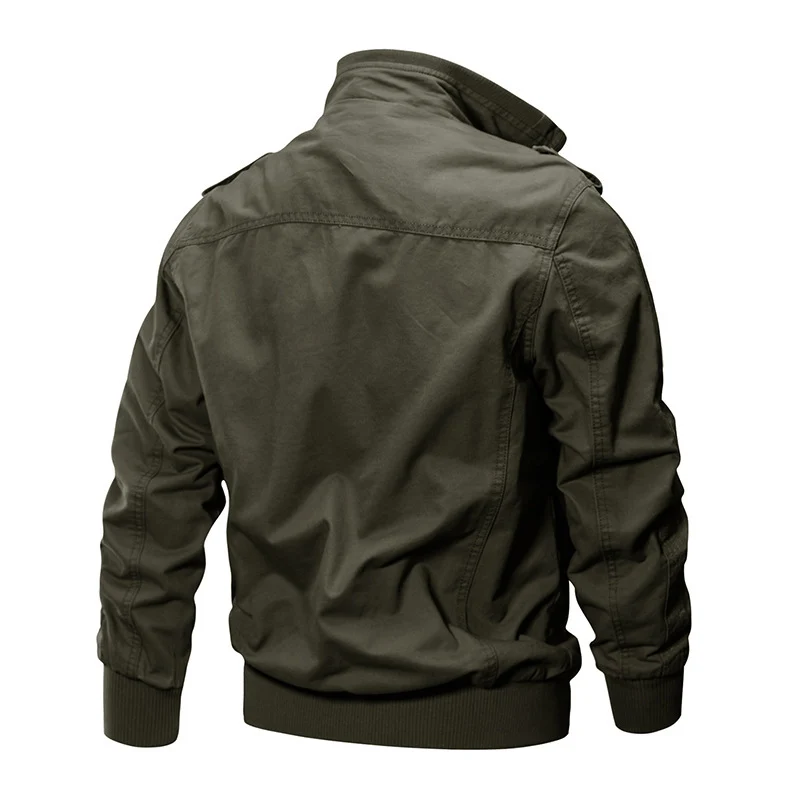 Herren funktionale Canvas-Pilotenjacke mit Stehkragen, Pattentaschen und geripptem Saum Nord Taschen