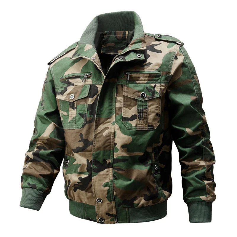 Herren funktionale Canvas-Pilotenjacke mit Stehkragen, Pattentaschen und geripptem Saum Nord Taschen