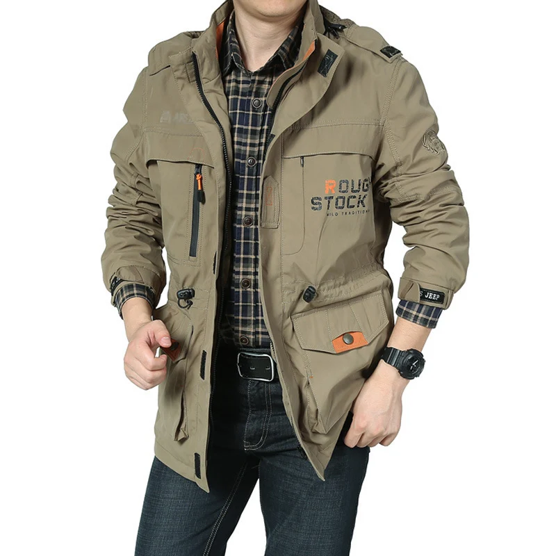 Herren funktionale Canvas-Fieldjacke mit Multifunktionstaschen und atmungsaktivem Mesh-Innenfutter Nord Taschen