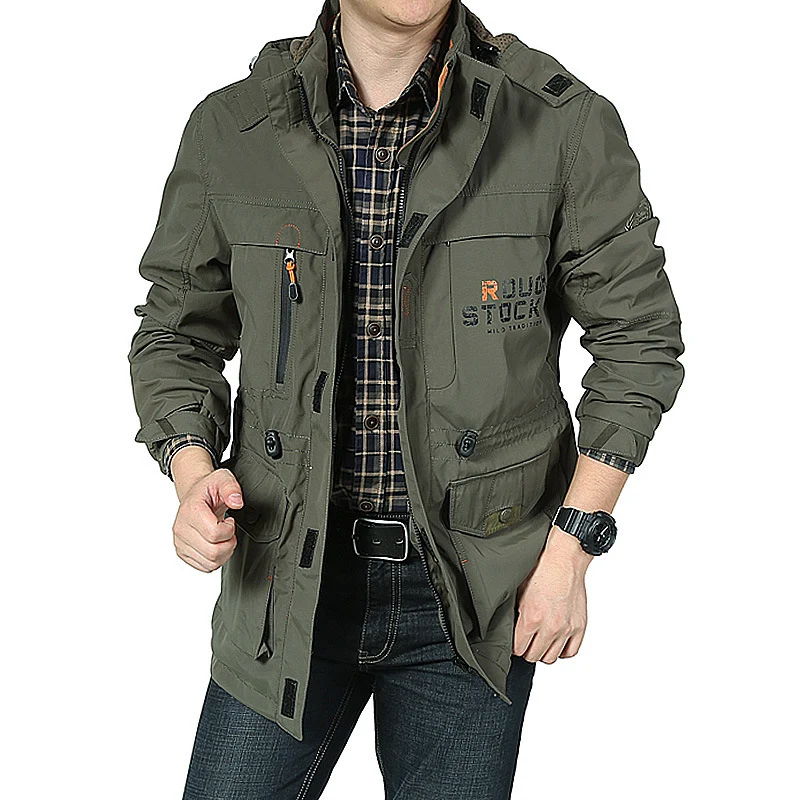 Herren funktionale Canvas-Fieldjacke mit Multifunktionstaschen und atmungsaktivem Mesh-Innenfutter Nord Taschen