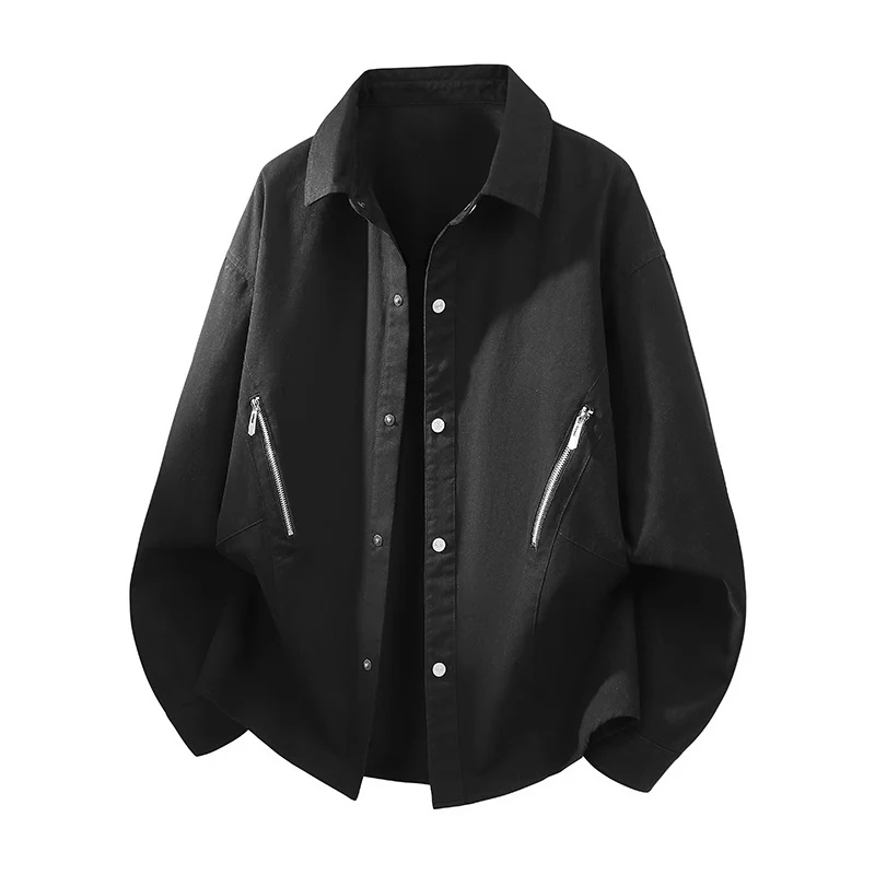 Herren Oversize Hemdjacke im Worker-Stil mit schrägen Reißverschlusstaschen und Druckknopfleiste Nord Taschen