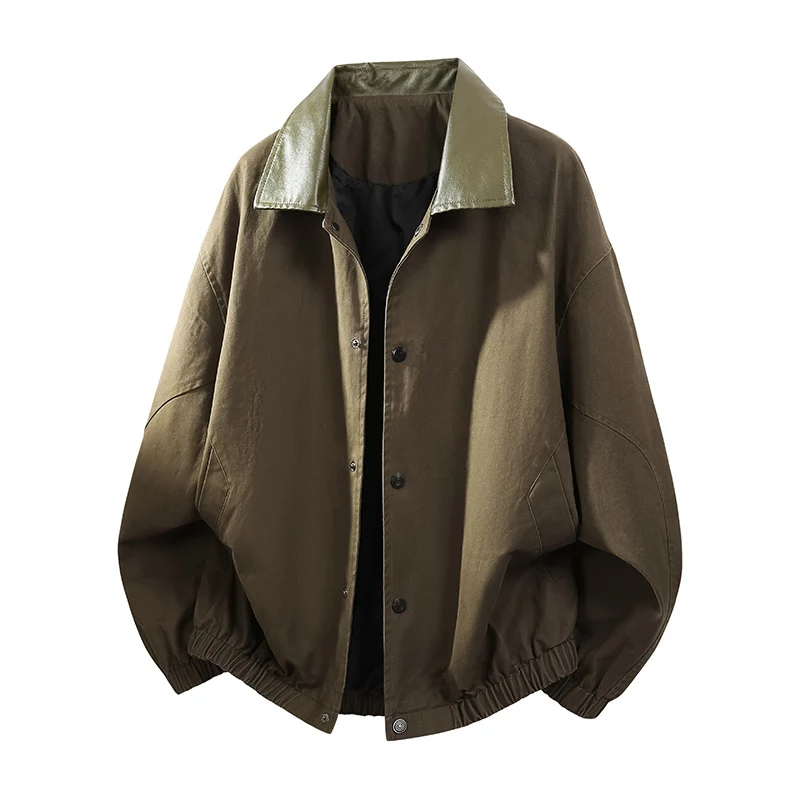 Herren Oversize Coach-Jacke mit glänzendem Kragen, verdeckter Druckknopfleiste und elastischem Saum Nord Taschen