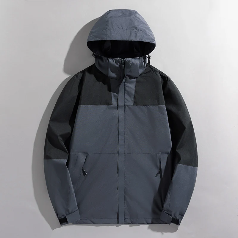 Herren leichte zweifarbige Softshell Outdoorjacke mit Kapuze, wind- und wasserabweisender Shell und Reißverschlusstaschen Nord Taschen