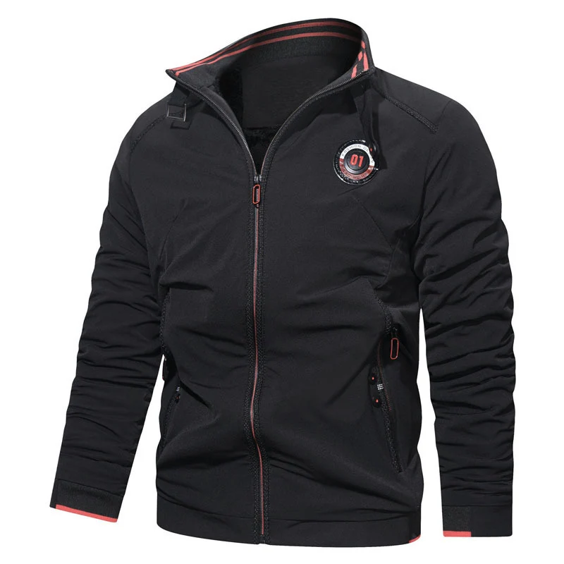 Herren leichte Zipjacke mit Stehkragen, sportiven Kontrastdetails und Reißverschlusstaschen Nord Taschen