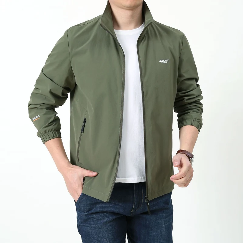 Herren leichte Zip-Übergangsjacke mit hohem Stehkragen und Reißverschlusstaschen Nord Taschen