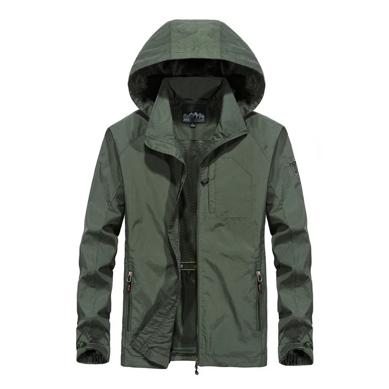 Herren Leichte windabweisende Softshell-Outdoorjacke mit Kapuze, Mesh-Futter und Multifunktionstaschen Nord Taschen