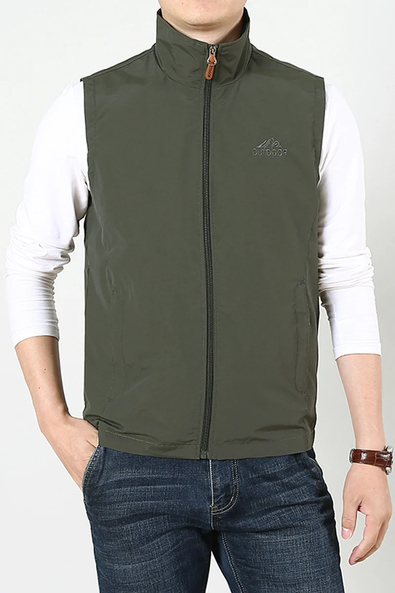Herren Leichte windabweisende Outdoor-Weste mit Stehkragen und durchgehendem Reißverschluss Nord Taschen
