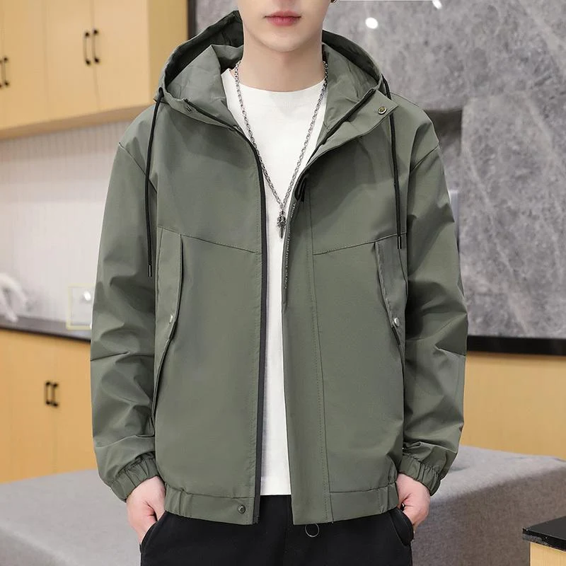 Herren leichte wind- und wasserabweisende Kapuzen-Utility-Jacke mit verdecktem Reißverschluss Nord Taschen