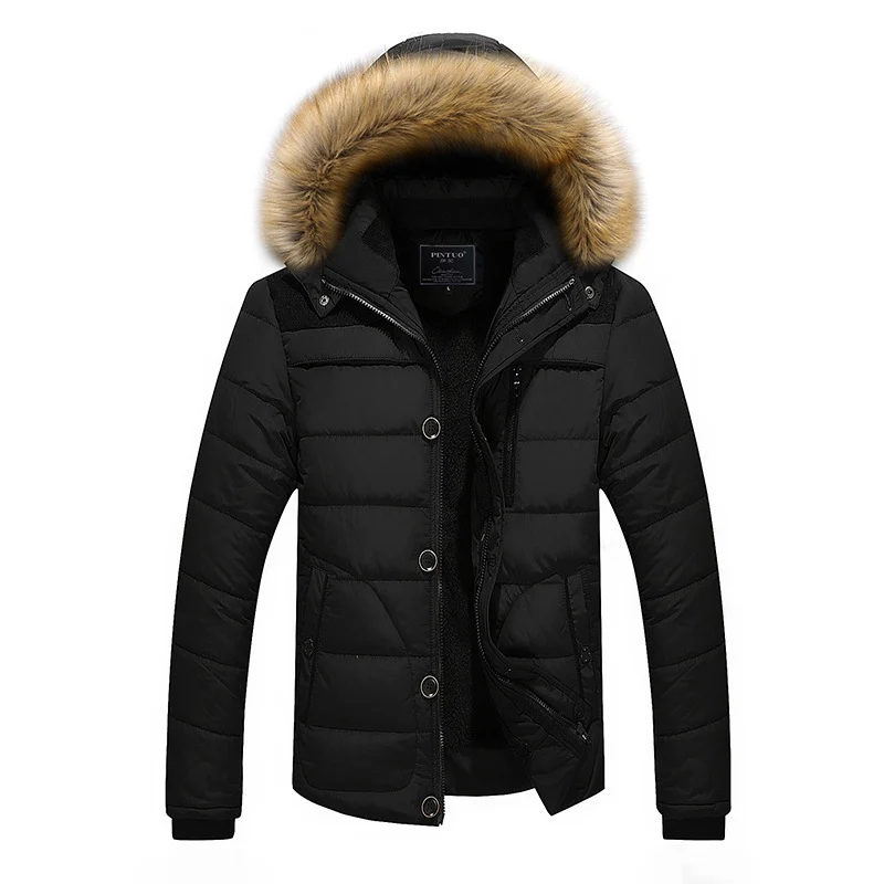 Herren isolierter Steppparka mit abnehmbarer Kapuzenblende und winddichter Front Nord Taschen