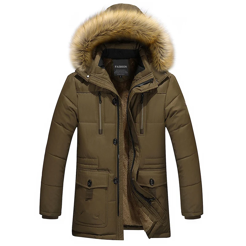 Herren Isolierter Langparka mit Teddyfleece-Innenlage, abnehmbarer Kunstfellkapuze und verdecktem Zweiwege-Reißverschluss Nord Taschen