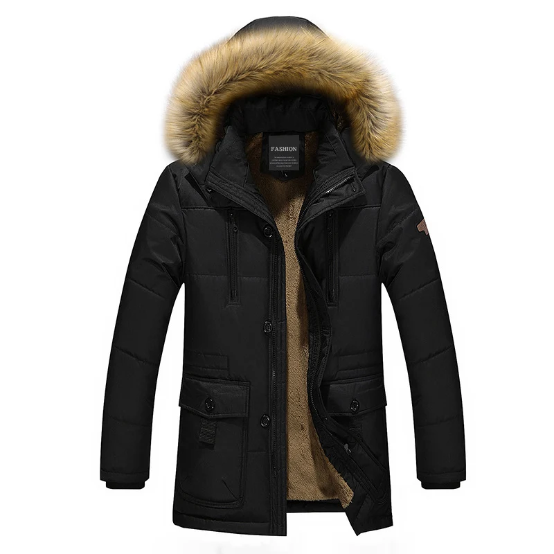 Herren Isolierter Langparka mit Teddyfleece-Innenlage, abnehmbarer Kunstfellkapuze und verdecktem Zweiwege-Reißverschluss Nord Taschen