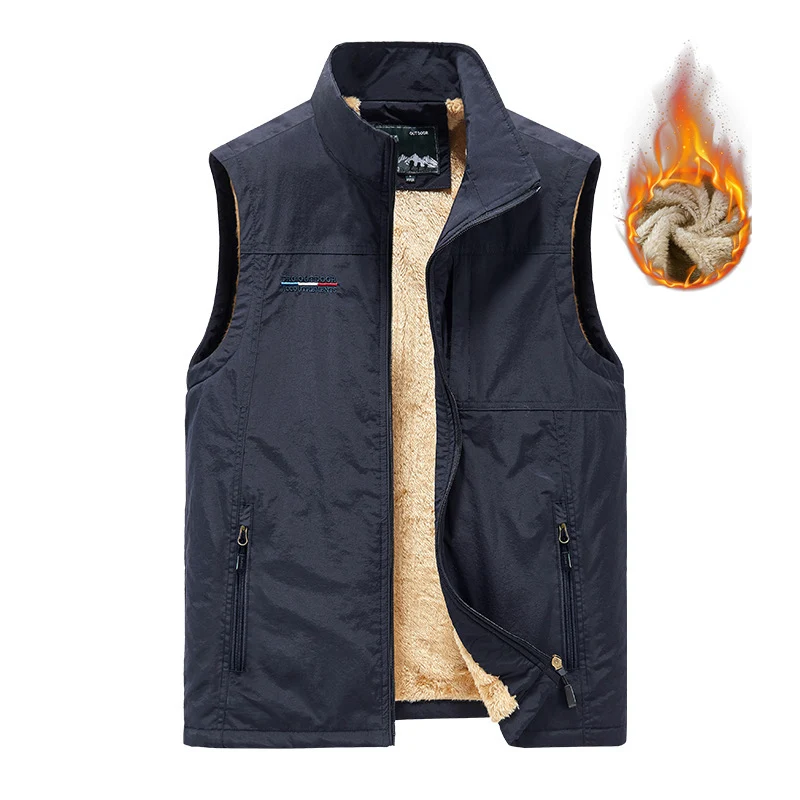 Herren isolierende Utility‑Weste mit Teddyfleece‑Innenfutter, Stehkragen und Reißverschlusstaschen Nord Taschen