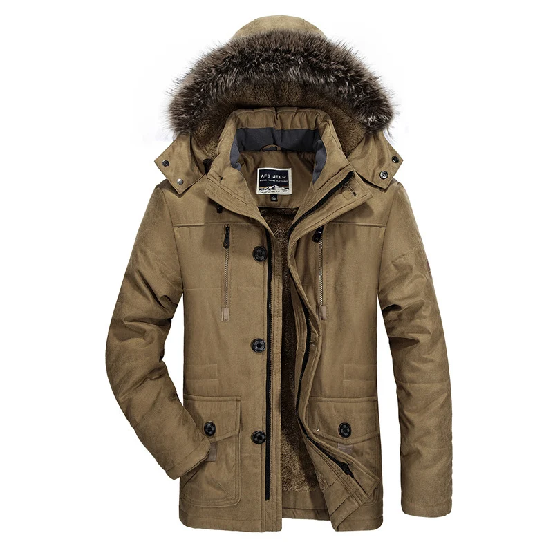 Herren hochwertiger Winterparka im Canvas‑Style mit abnehmbarem Kunstfellkragen und Thermofutter Nord Taschen