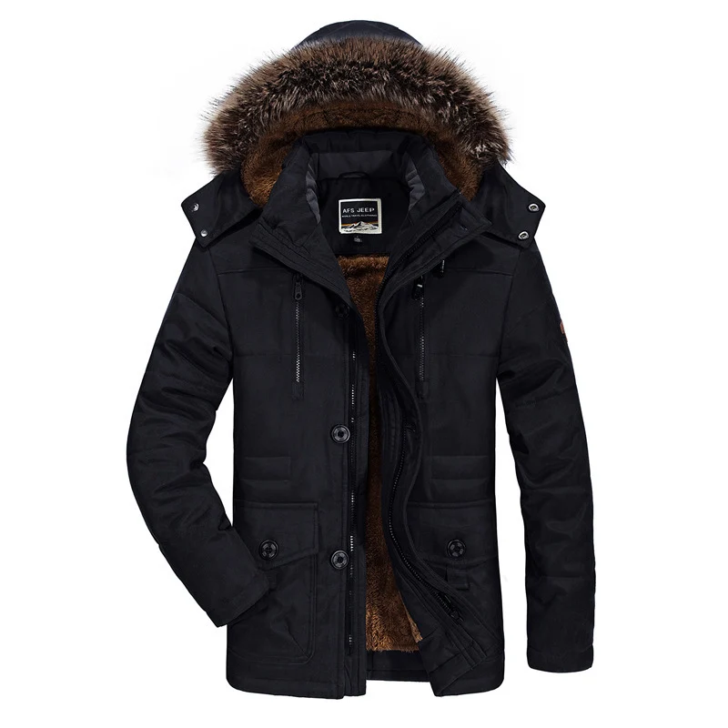 Herren hochwertiger Winterparka im Canvas‑Style mit abnehmbarem Kunstfellkragen und Thermofutter Nord Taschen