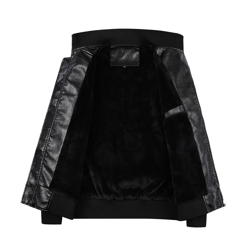 Herren Heritage-Lederblouson in Lederoptik mit Military-Patch‑Details und Rippkragen Nord Taschen