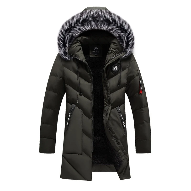 Herren langer gesteppter Thermoparka mit Kunstfellkapuze und Teddyfleece-Innenfutter Nord Taschen