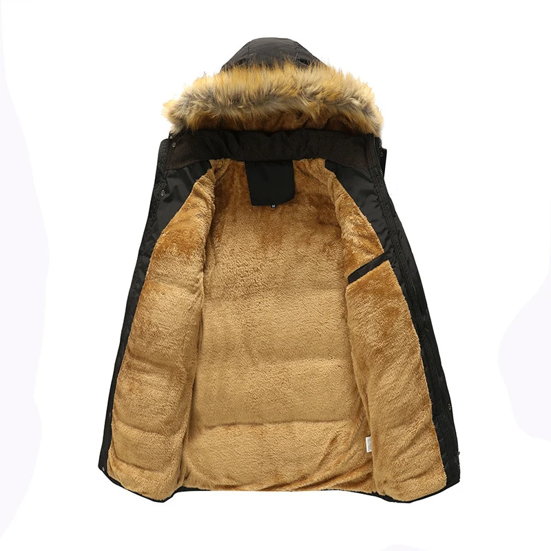 Herren langer gesteppter Thermoparka mit abnehmbarer Kunstfellkapuze und Teddyfleece-Innenlage Nord Taschen