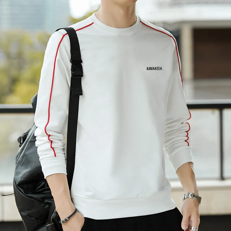 Herren Langärmeliges Sweatshirt mit Rundhals, Kontrastpaspel & Minimal‑Logo Nord Taschen