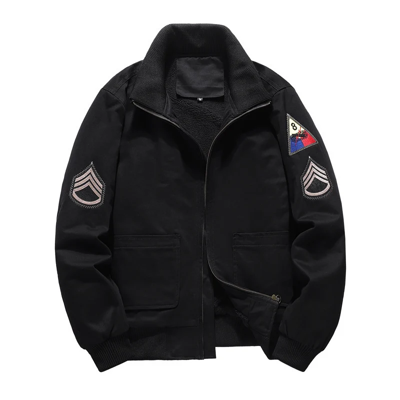 Herren Fliegerblouson mit Sherpa-Innenfutter, gestickten Patch-Details und geripptem Saum Nord Taschen