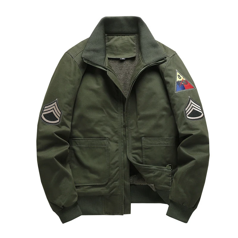 Herren Fliegerblouson mit Sherpa-Innenfutter, gestickten Patch-Details und geripptem Saum Nord Taschen