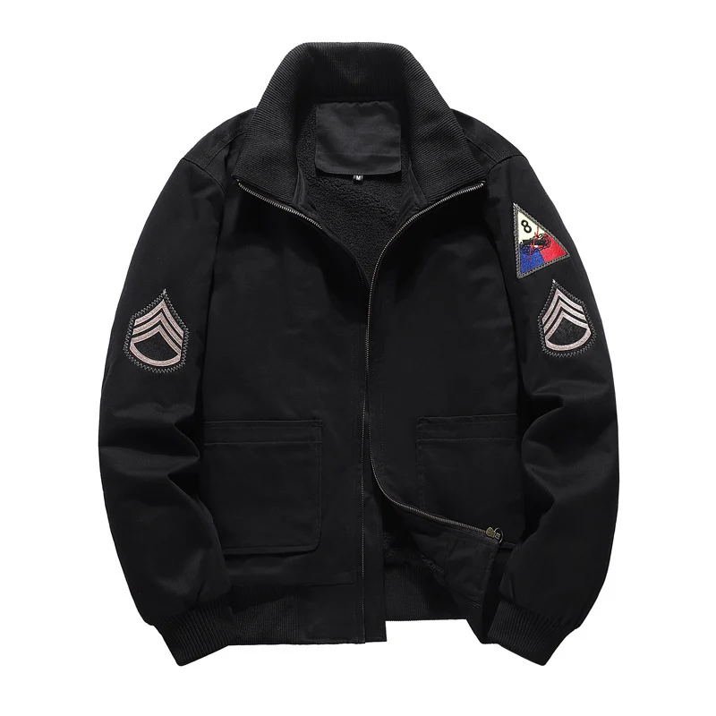 Herren Fliegerblouson mit Sherpa-Innenfutter, gestickten Patch-Details und geripptem Saum Nord Taschen