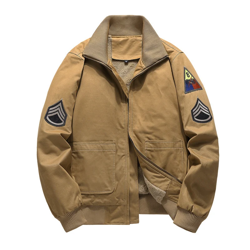 Herren Fliegerblouson mit Sherpa-Innenfutter, gestickten Patch-Details und geripptem Saum Nord Taschen
