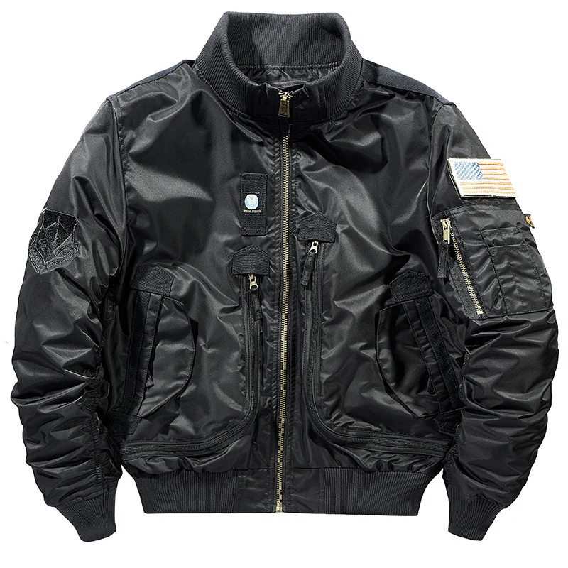Herren Flieger-Bomberjacke mit Mehrfach-Zip-Taschen und Rippbündchen Nord Taschen