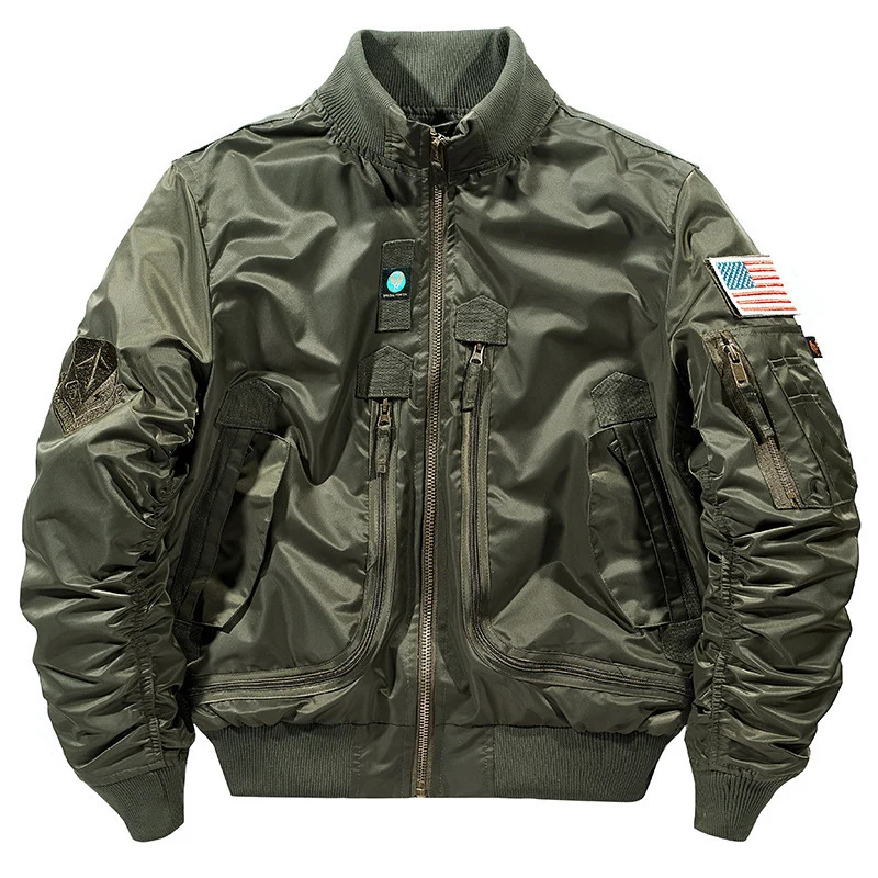 Herren Flieger-Bomberjacke mit Mehrfach-Zip-Taschen und Rippbündchen Nord Taschen