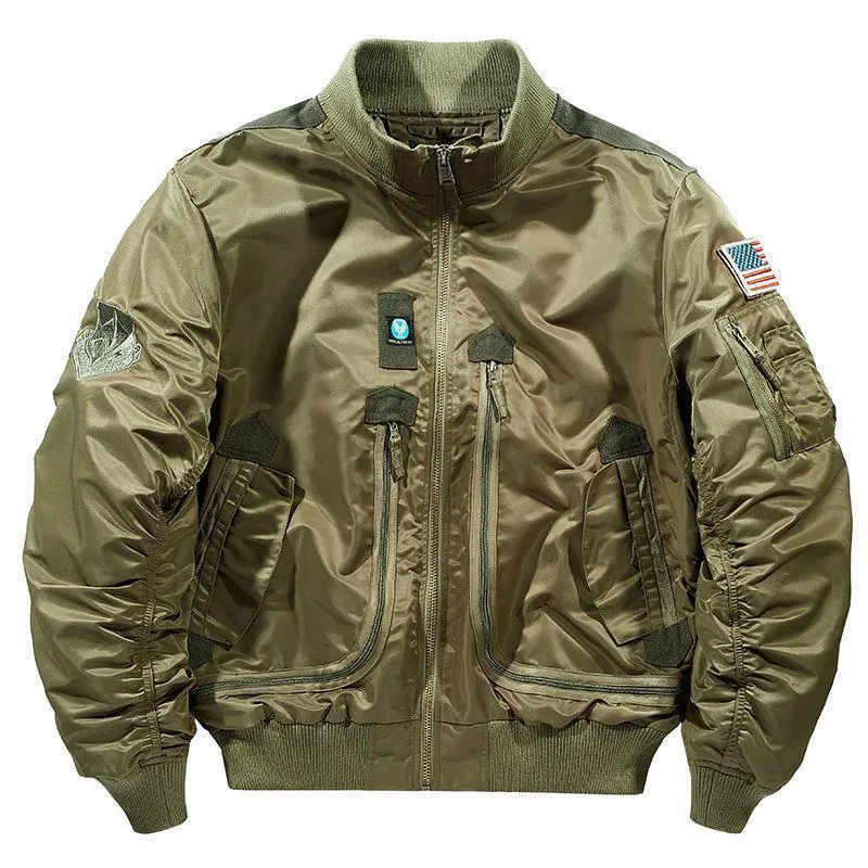 Herren Flieger-Bomberjacke mit Mehrfach-Zip-Taschen und Rippbündchen Nord Taschen