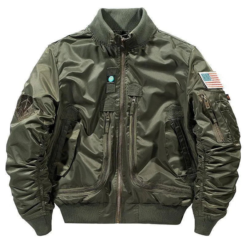 Herren Flieger-Bomberjacke mit Mehrfach-Zip-Taschen und Rippbündchen Nord Taschen