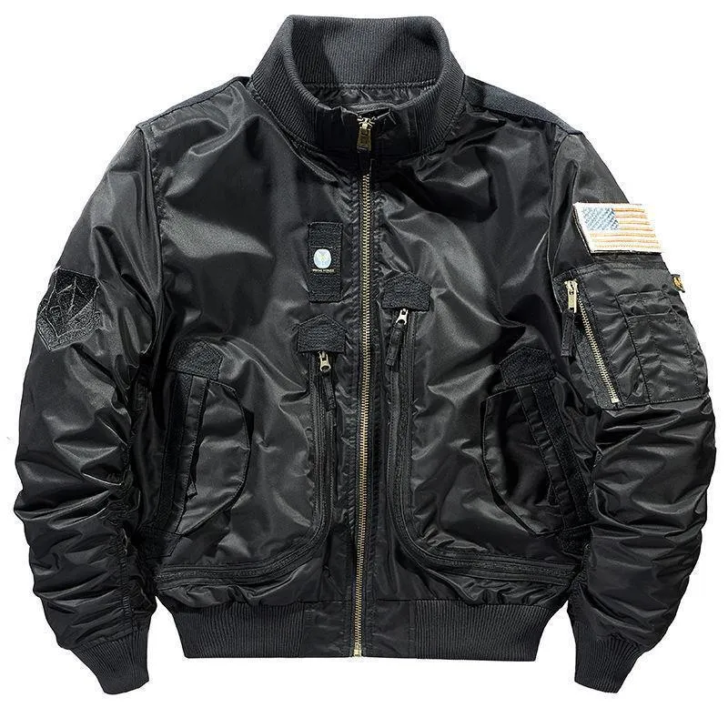 Herren Flieger-Bomberjacke mit Mehrfach-Zip-Taschen und Rippbündchen Nord Taschen