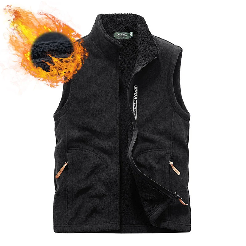Herren Fleeceweste mit Teddyfutter, Stehkragen und Reißverschlusstaschen Nord Taschen
