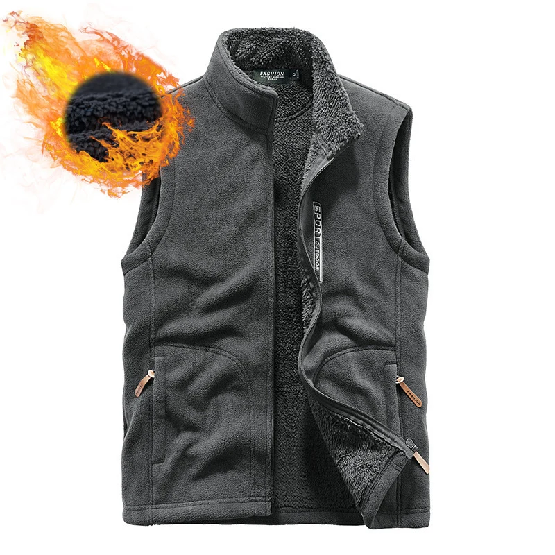Herren Fleeceweste mit Teddyfutter, Stehkragen und Reißverschlusstaschen Nord Taschen