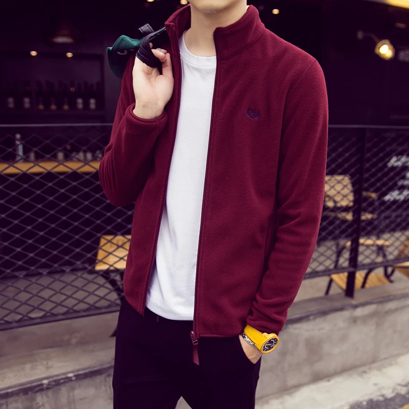 Herren Fleecejacke mit Stehkragen, windabweisender Mikrofaser‑Außenschicht und slim-regular Fit Nord Taschen