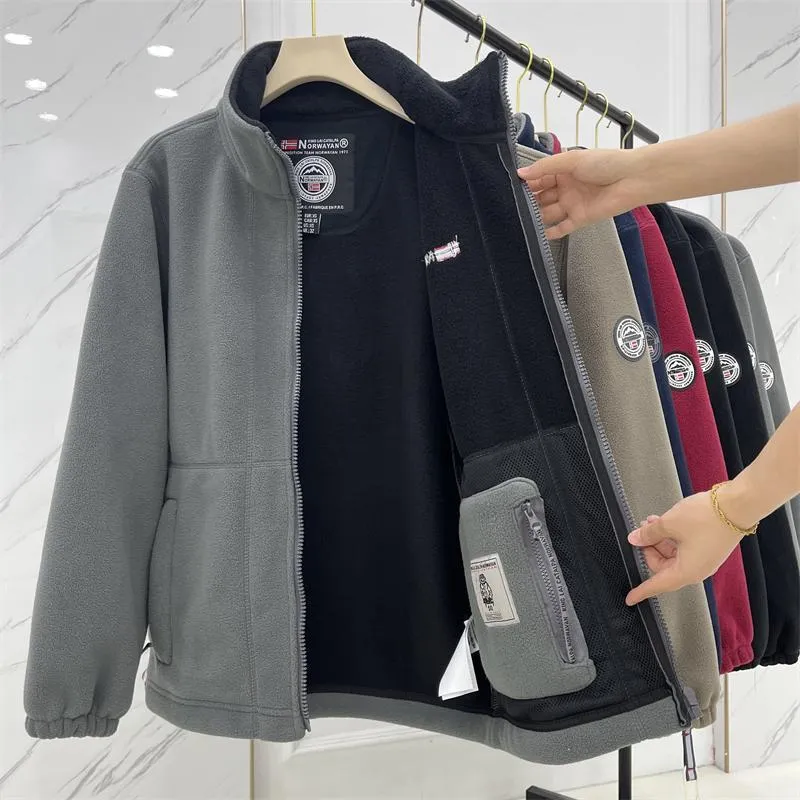 Herren Fleecejacke mit Stehkragen, durchgehendem Reißverschluss und wärmender Microfleece-Innenlage Nord Taschen