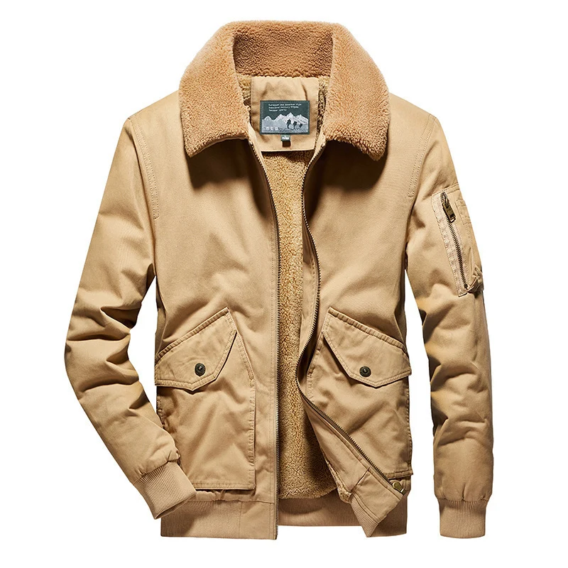 Herren kraftvoller Canvas-Pilotenblouson mit Sherpa-Kragen und Teddyfleece-Innenfutter Nord Taschen