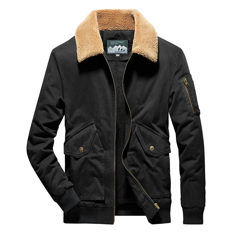 Herren kraftvoller Canvas-Pilotenblouson mit Sherpa-Kragen und Teddyfleece-Innenfutter Nord Taschen