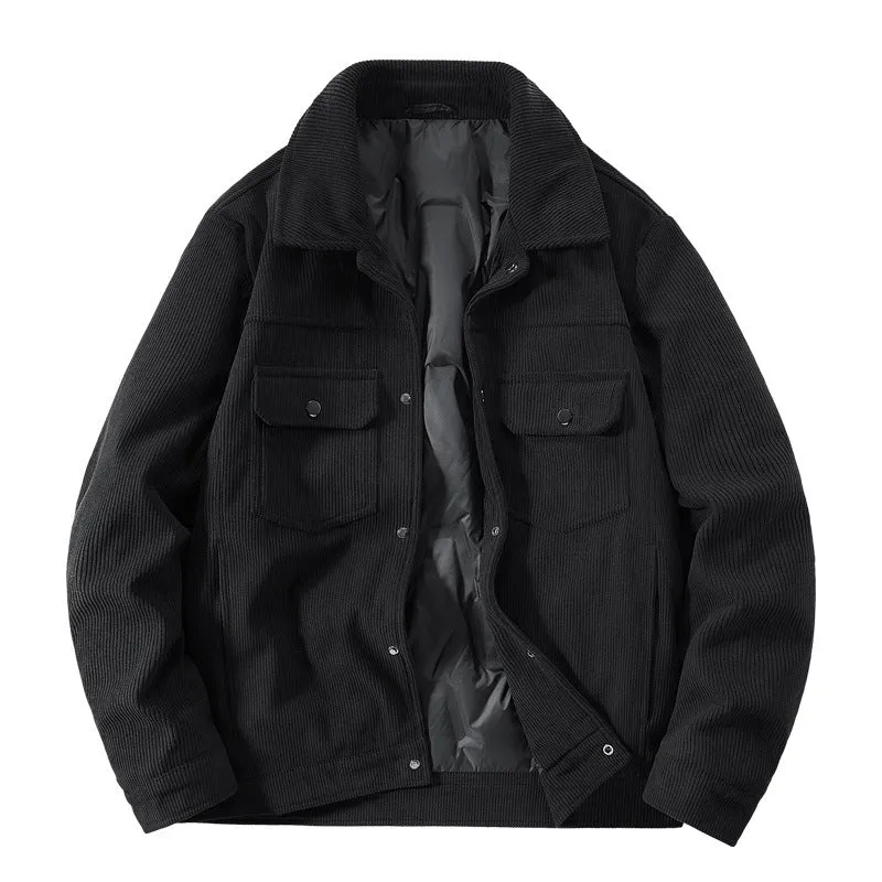 Herren Kordjacke mit gestepptem Innenfutter, zwei Brusttaschen und Druckknopfverschluss Nord Taschen