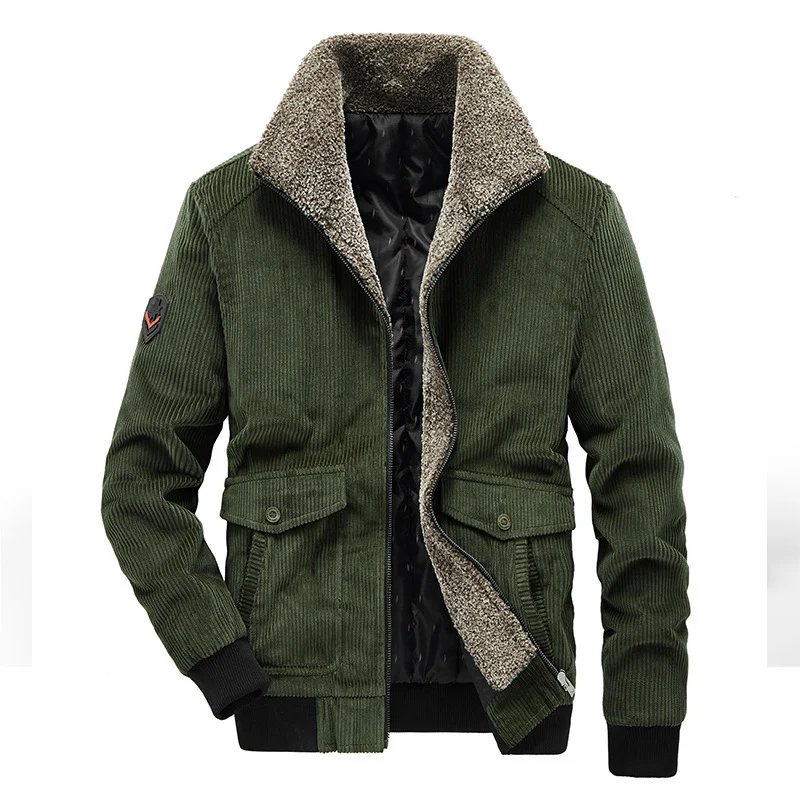 Herren Kord-Fieldblouson mit Sherpa-Innenfutter, Stehkragen und aufgesetzten Pattentaschen Nord Taschen