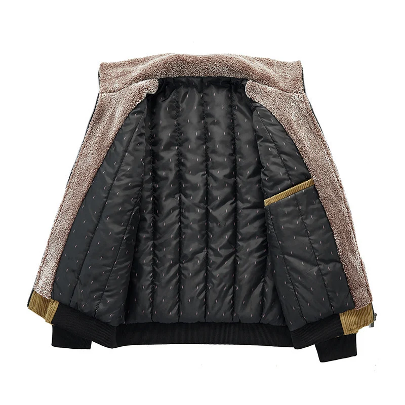 Herren Kord-Fieldblouson mit Sherpa-Innenfutter, Stehkragen und aufgesetzten Pattentaschen Nord Taschen