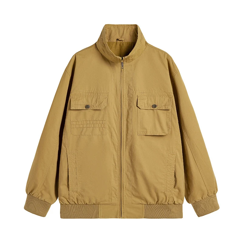 Herren Locker geschnittene Canvas-Überwurfjacke mit Stehkragen und aufgesetzten Pattentaschen Nord Taschen