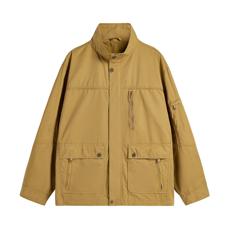 Herren leichte Utility-Feldjacke mit Stehkragen und Mehrfachtaschen Nord Taschen
